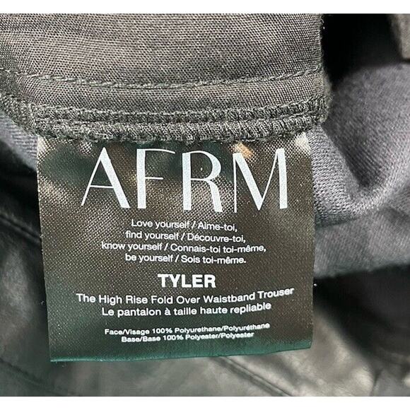 AFRM Tyler High Rise Fold Over Waistband Trousers Black Pants Wide Legs Size 31 - Picture 11 of 12
